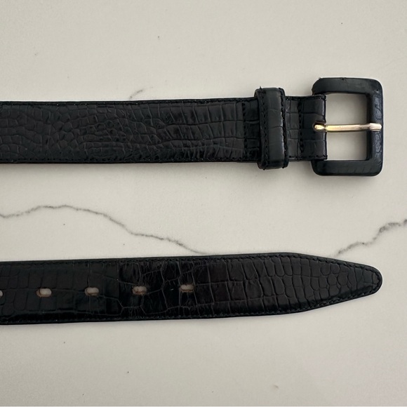 Banana Republic Accessories - Vintage Banana Republic Crocodile Embossed Leather Belt Square Buckle in Black S